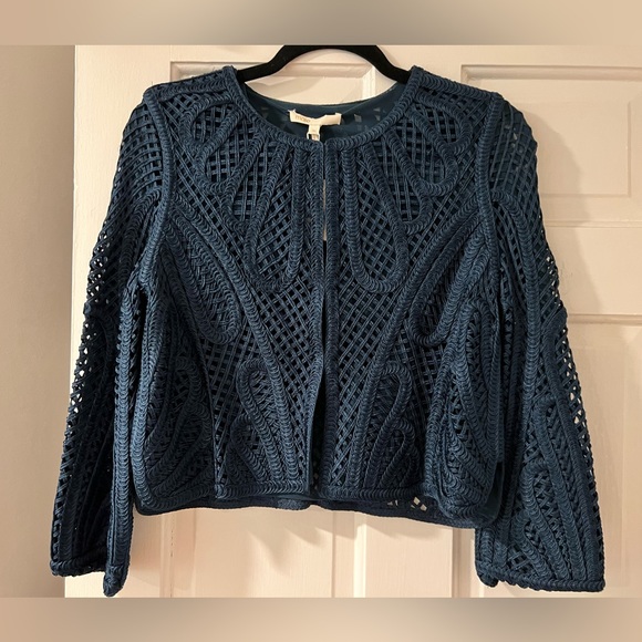 Maje Navy Crochet Suite, Skirt size 38 & Jacket size 36 - Picture 3 of 6